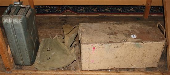 Gerry can, kit bag & Spitfire tool box